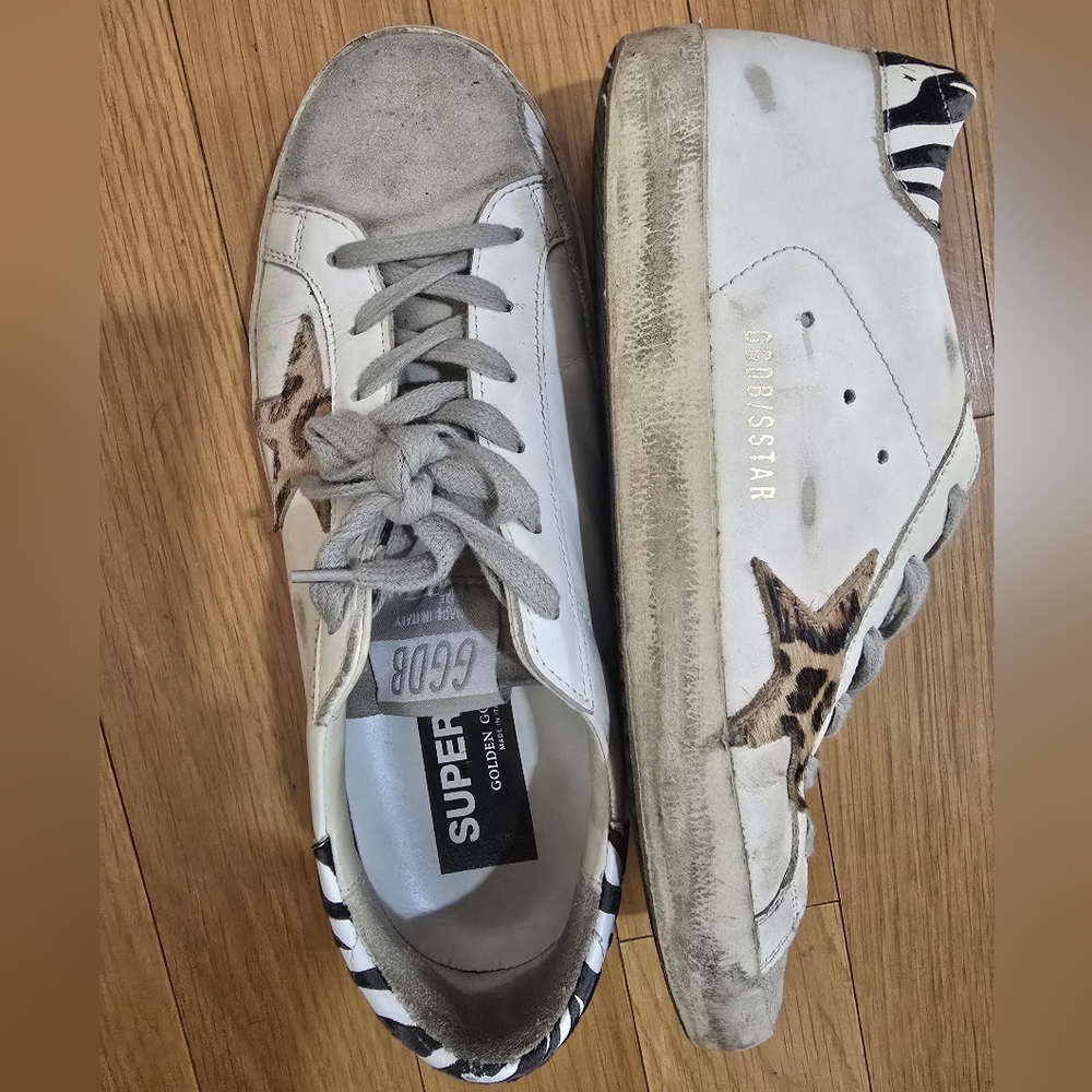 Golden Goose Zebra and Leopard Superstar sneakers 38